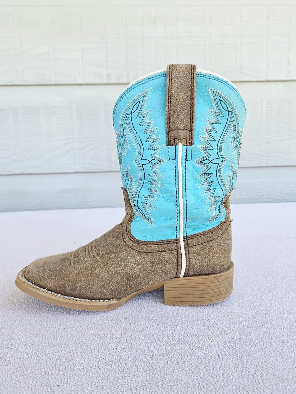 Ariat Bristo Square Toe Western Cowboy Boots Toddler SZ 10 Brown Turquoise